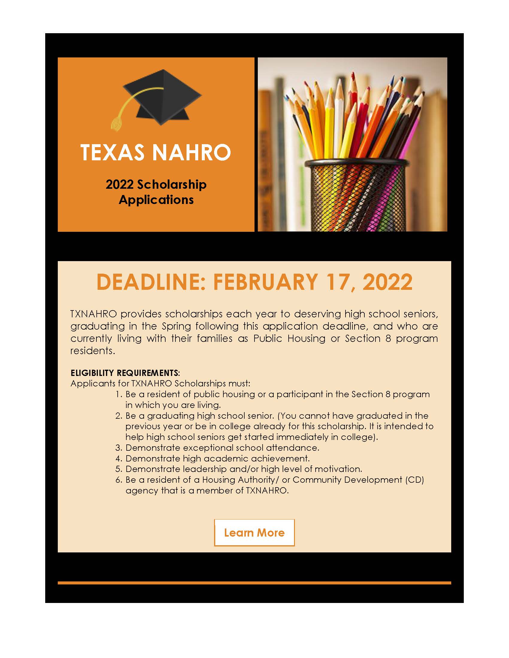 TX NAHRO Scholarship 2022